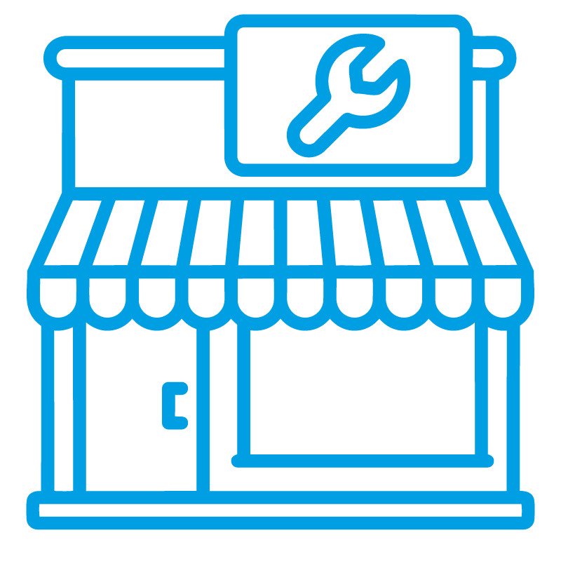 icono tiendas de herramientas y maquinaria pequeña